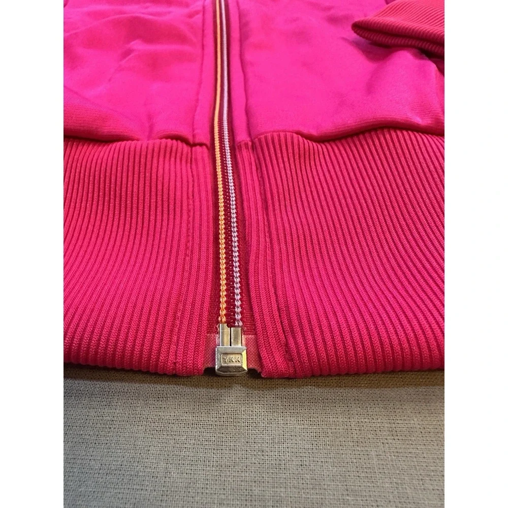 2010 adidas Pink/Yellow 3-Stripes Full Zip Track Jacket w/ Pockets Size 38